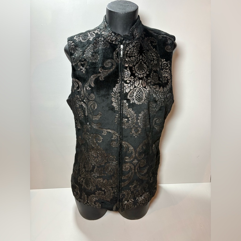 TABI Elegant Black and Silver Vest